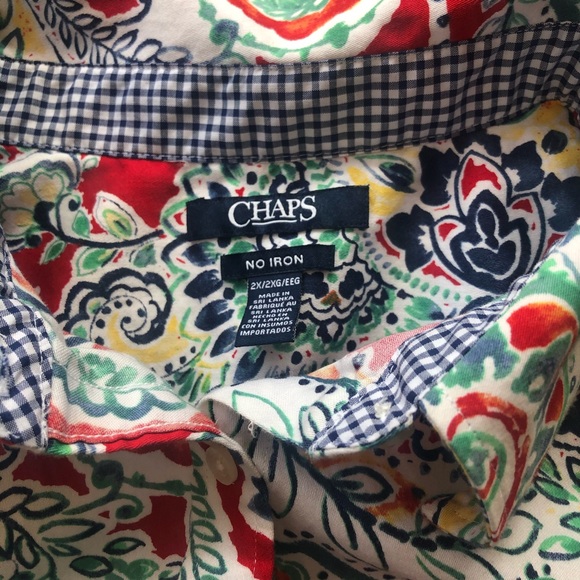 Chaps Multi-Color Paisley Print No Iron Shirt Size 2X - Picture 5 of 11